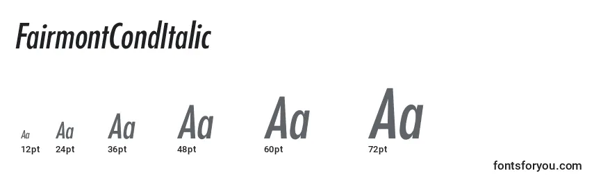 FairmontCondItalic Font Sizes
