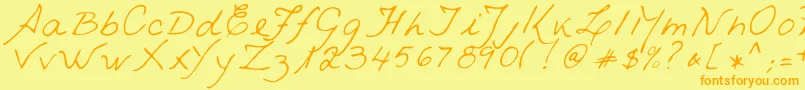 VestraRegular-Schriftart – Orangefarbene Schriften auf gelbem Hintergrund