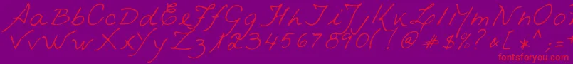 フォントVestraRegular – 紫の背景に赤い文字
