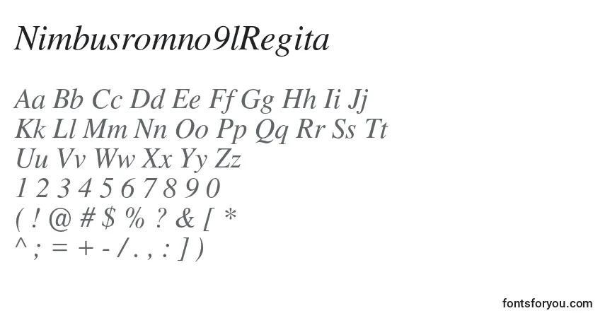 A fonte Nimbusromno9lRegita – alfabeto, números, caracteres especiais