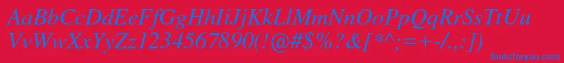 フォントNimbusromno9lRegita – 赤い背景に青い文字
