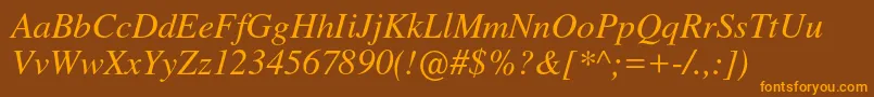 Nimbusromno9lRegita Font – Orange Fonts on Brown Background