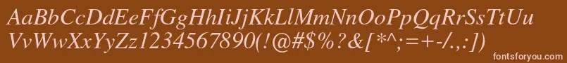 Nimbusromno9lRegita Font – Pink Fonts on Brown Background