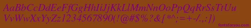 Nimbusromno9lRegita Font – Purple Fonts on Brown Background