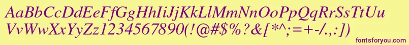 Nimbusromno9lRegita Font – Purple Fonts on Yellow Background