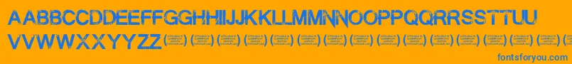 SummontheexecutionerRegula-Schriftart – Blaue Schriften auf orangefarbenem Hintergrund