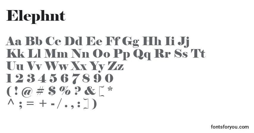 Czcionka Elephnt – alfabet, cyfry, specjalne znaki