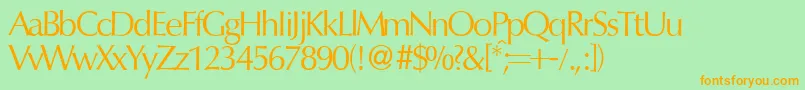 OptimumdbNormal-Schriftart – Orangefarbene Schriften auf grünem Hintergrund