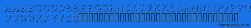 Shadowpuppets-Schriftart – Schwarze Schriften auf blauem Hintergrund