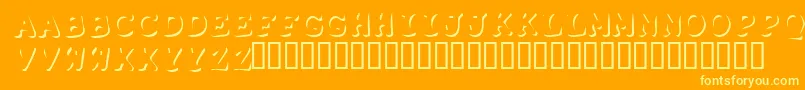 Shadowpuppets-Schriftart – Gelbe Schriften auf orangefarbenem Hintergrund