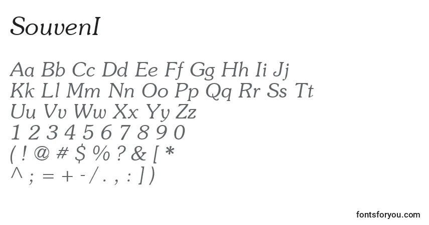 Шрифт SouvenI – алфавит, цифры, специальные символы
