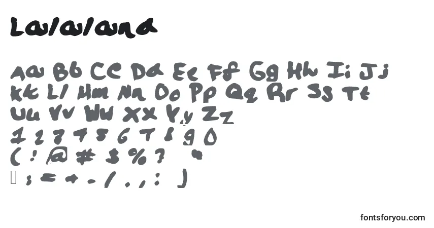 Czcionka Lalaland – alfabet, cyfry, specjalne znaki