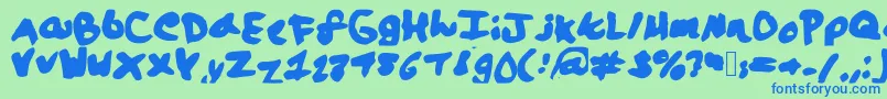 Więcej informacji o czcionce Lalaland Czcionka Lalaland – niebieskie czcionki na zielonym tle