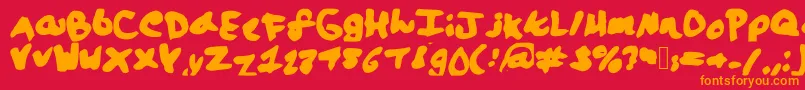 Weitere Informationen zur Lalaland-Schriftart Lalaland-Schriftart – Orangefarbene Schriften auf rotem Hintergrund