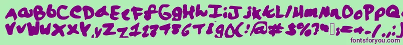 Saiba mais sobre a fonte Lalaland Fonte Lalaland – fontes roxas em um fundo verde