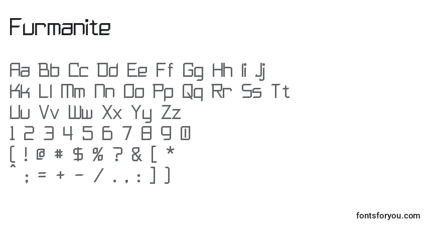 Czcionka Furmanite – alfabet, cyfry, specjalne znaki