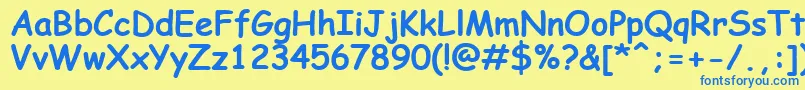 ComicSansMsРџРѕР»СѓР¶РёСЂРЅС‹Р№-Schriftart – Blaue Schriften auf gelbem Hintergrund