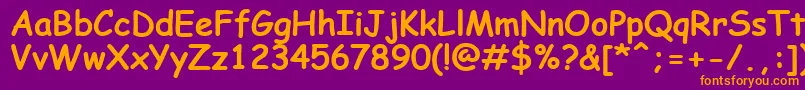 ComicSansMsРџРѕР»СѓР¶РёСЂРЅС‹Р№-Schriftart – Orangefarbene Schriften auf violettem Hintergrund