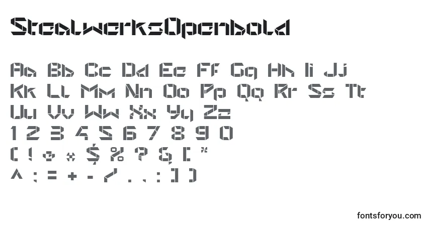 Шрифт StealwerksOpenbold – алфавит, цифры, специальные символы