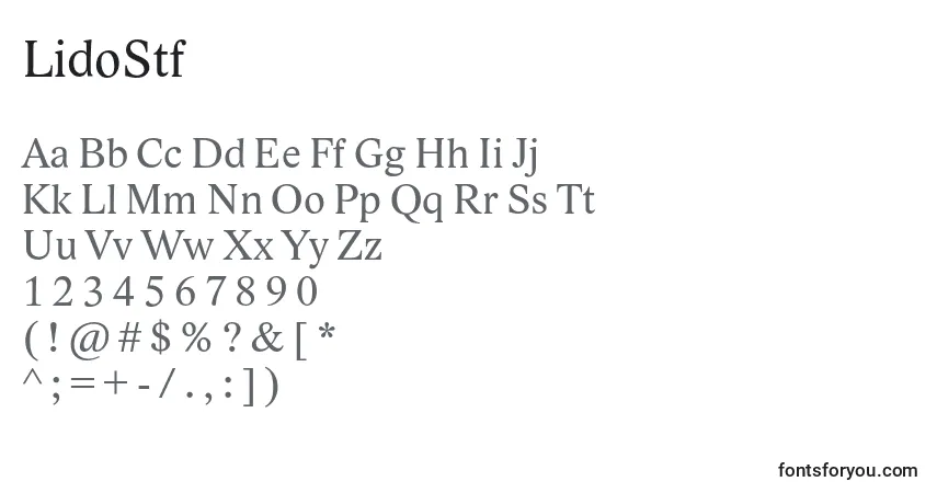 Czcionka LidoStf – alfabet, cyfry, specjalne znaki