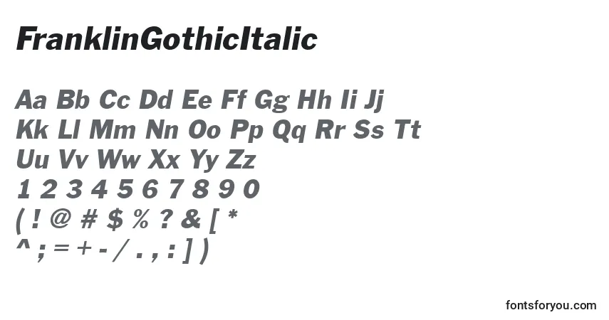 Fuente FranklinGothicItalic - alfabeto, números, caracteres especiales