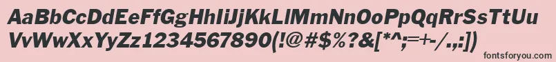 FranklinGothicItalic-fontti – mustat fontit vaaleanpunaisella taustalla