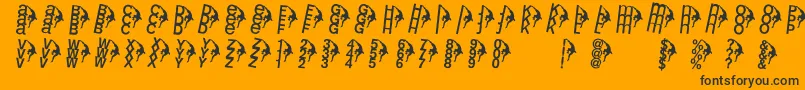 Rightclimbers-Schriftart – Schwarze Schriften auf orangefarbenem Hintergrund