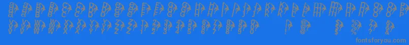 Rightclimbers-fontti – harmaat kirjasimet sinisellä taustalla