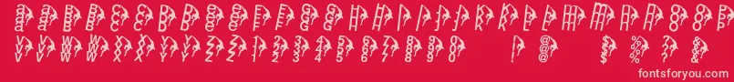 Rightclimbers-Schriftart – Rosa Schriften auf rotem Hintergrund