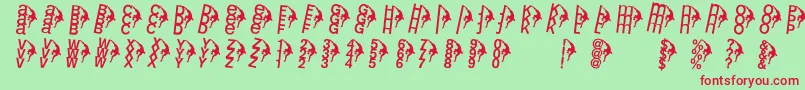 フォントRightclimbers – 赤い文字の緑の背景