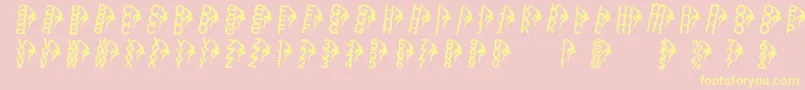 Rightclimbers-Schriftart – Gelbe Schriften auf rosa Hintergrund