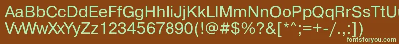 フォントPragmaticac – 緑色の文字が茶色の背景にあります。