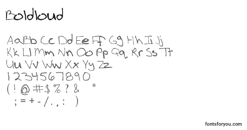 Czcionka Boldloud – alfabet, cyfry, specjalne znaki
