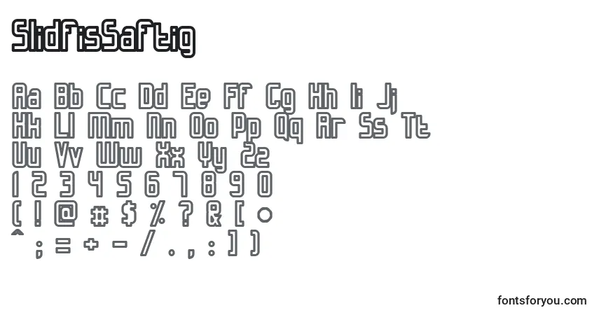 A fonte SlidfisSaftig – alfabeto, números, caracteres especiais