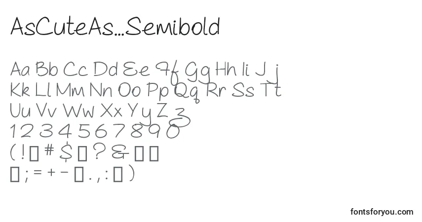 Schriftart AsCuteAs...Semibold – Alphabet, Zahlen, spezielle Symbole