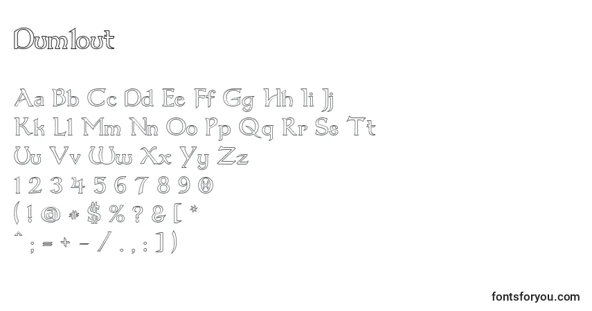 Fuente Dum1out - alfabeto, números, caracteres especiales