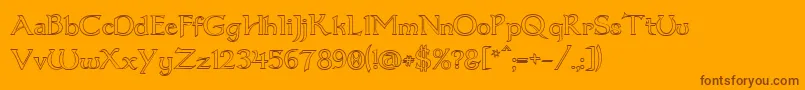 Saiba mais sobre a fonte Dum1out Fonte Dum1out – fontes marrons em um fundo laranja
