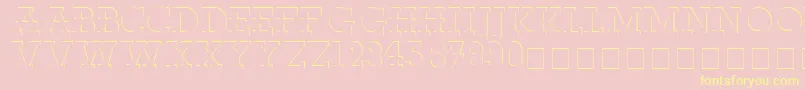 ReliefdecoMedium-Schriftart – Gelbe Schriften auf rosa Hintergrund