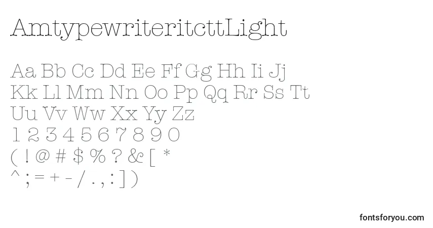 Шрифт AmtypewriteritcttLight – алфавит, цифры, специальные символы
