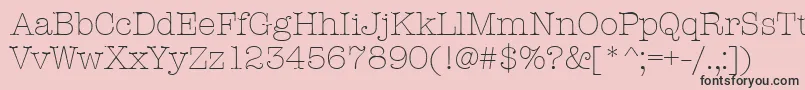 Fonte AmtypewriteritcttLight – fontes pretas em um fundo rosa