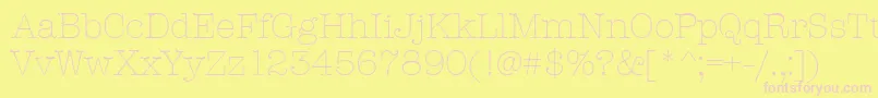 Fonte AmtypewriteritcttLight – fontes rosa em um fundo amarelo