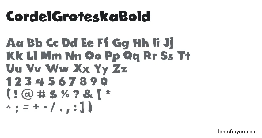 Шрифт CordelGroteskaBold – алфавит, цифры, специальные символы