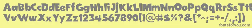 フォントCordelGroteskaBold – 黄色の背景に灰色の文字