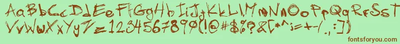 SkratchyV2 Font – Brown Fonts on Green Background