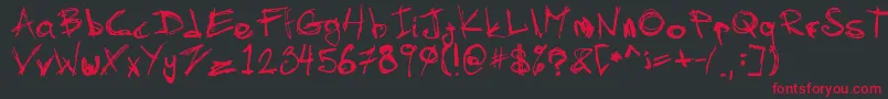 フォントSkratchyV2 – 黒い背景に赤い文字