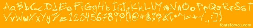 SkratchyV2-fontti – keltaiset fontit oranssilla taustalla