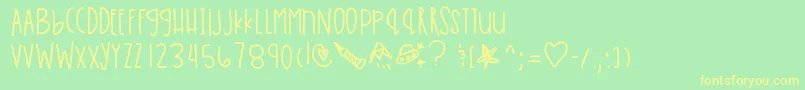 Więcej informacji o czcionce Virginiaisforlovers Czcionka Virginiaisforlovers – żółte czcionki na zielonym tle