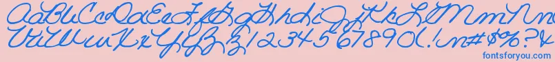 DjbRoomMotherScript Font – Blue Fonts on Pink Background