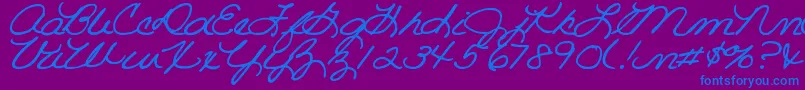 DjbRoomMotherScript Font – Blue Fonts on Purple Background