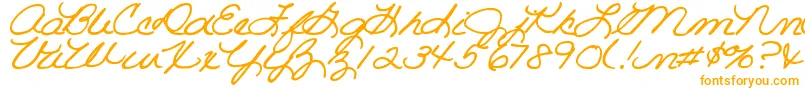 DjbRoomMotherScript-Schriftart – Orangefarbene Schriften auf weißem Hintergrund